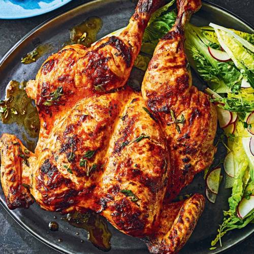 Smoky buttermilk-marinated spatchcock chicken