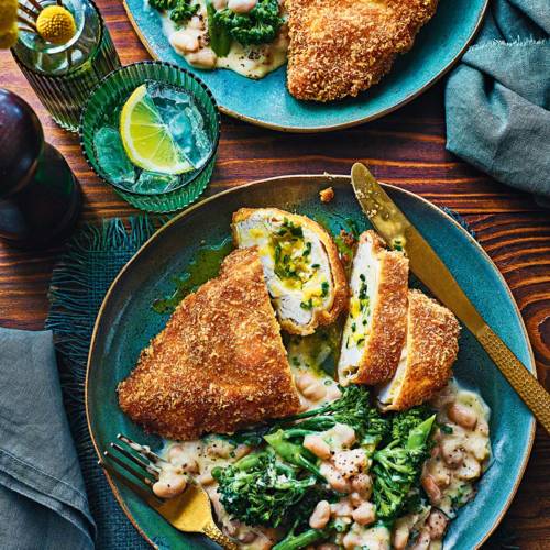 Lemon Kyiv with white bean braise 