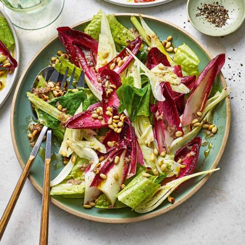 Red chicory salad with anchovy dressing