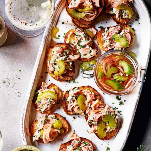 Salmon rillettes with pickled celery