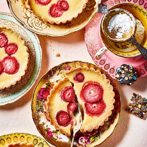 Strawberry custard tarts