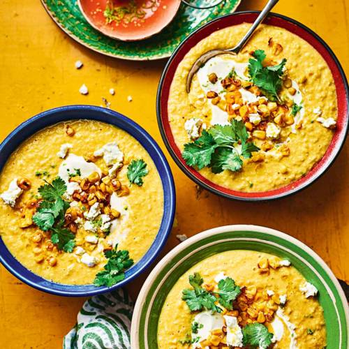 Mexican-style street corn soup