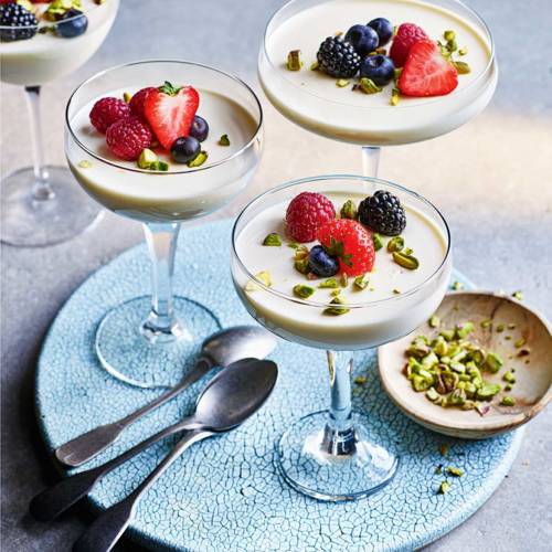 Cardamom panna cotta with summer berries