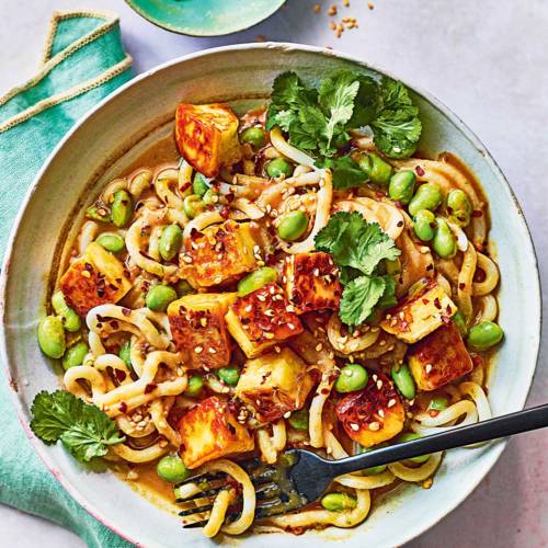 Hot honey halloumi noodles