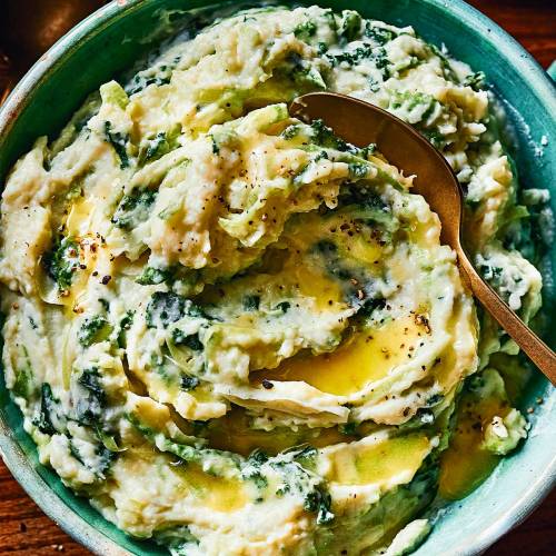 Miso leek colcannon 
