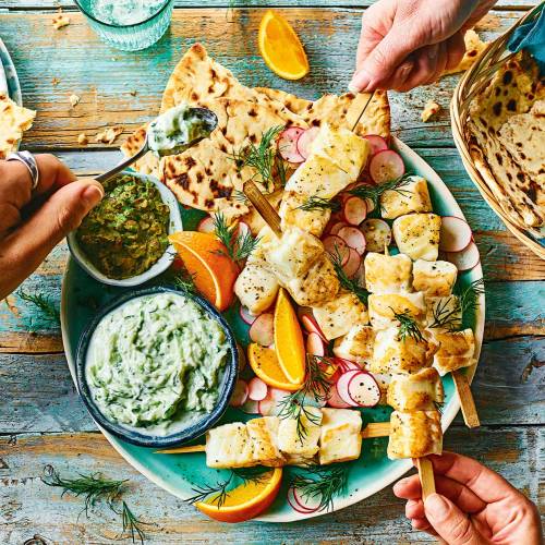 Cod skewers with orange salsa verde 
