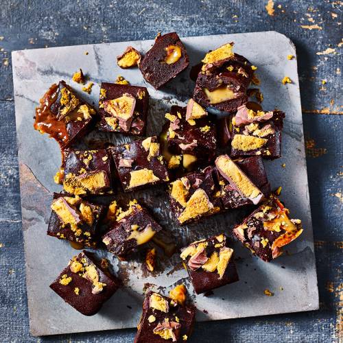 Crunchie bar and salted caramel brownies