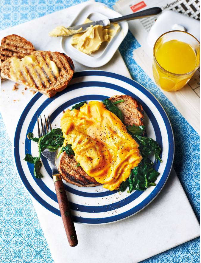 Australian folded eggs with garlic spinach on toast recipe Sainsbury