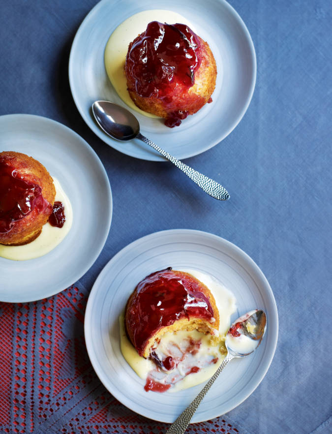 Recipe: Apple, orange and damson sponge puddings