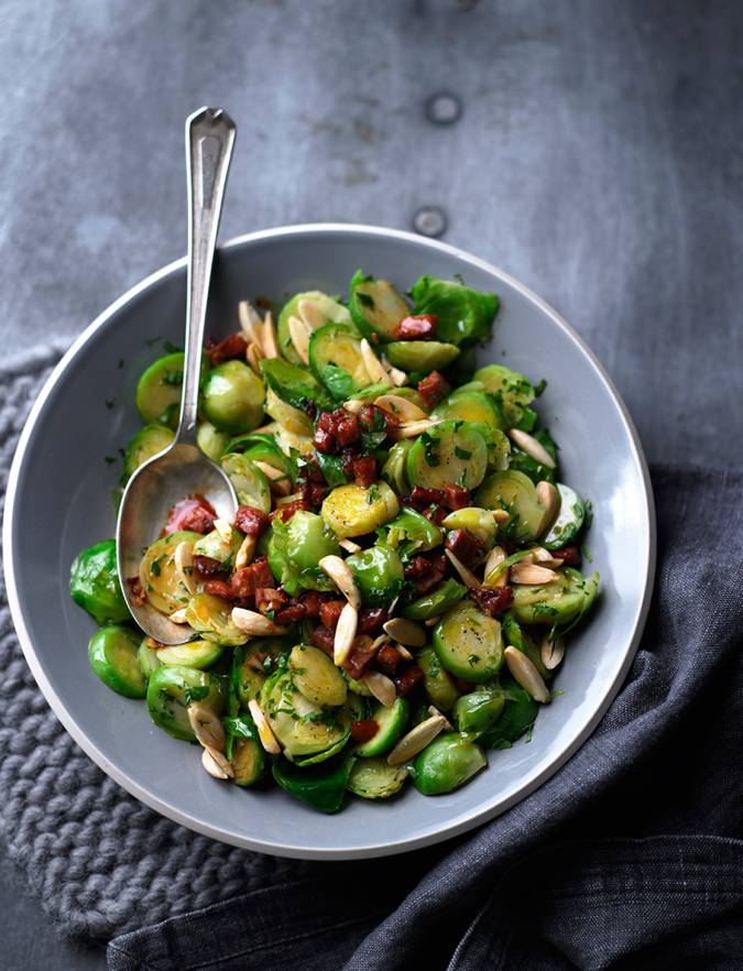 Recipe: Brussels sprouts with almonds and chorizo