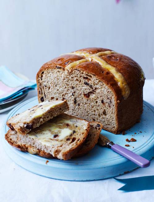 Recipe: Classic hot cross bun loaf with butter