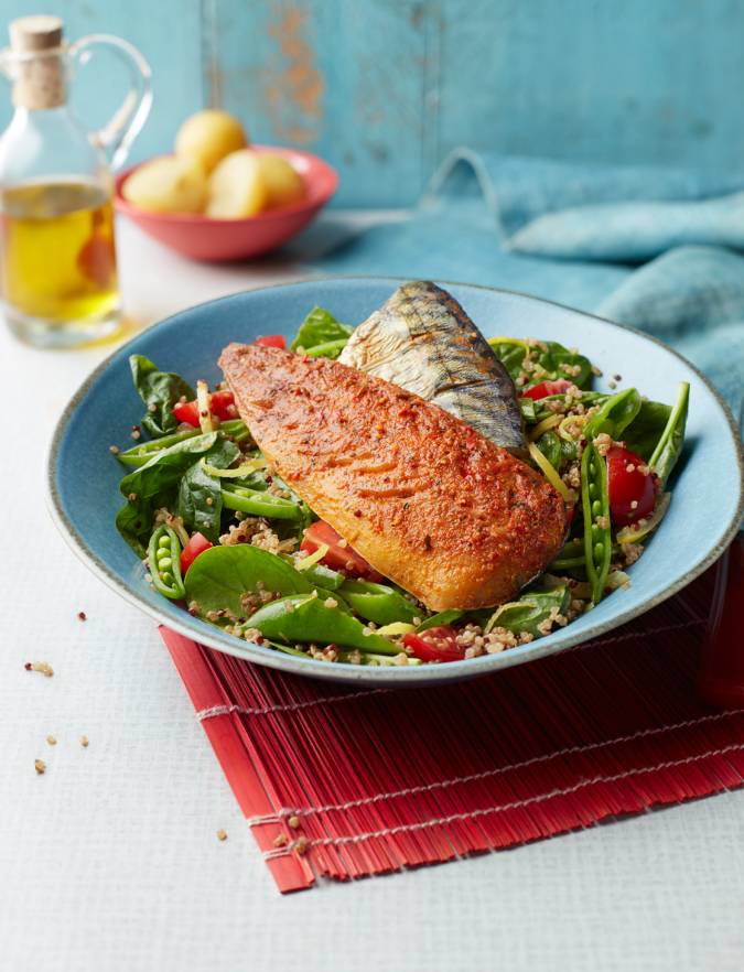 Recipe: Harissa smoked mackerel with preserved-lemon quinoa