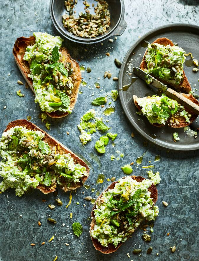 Recipe: Broad bean and feta smash on toast