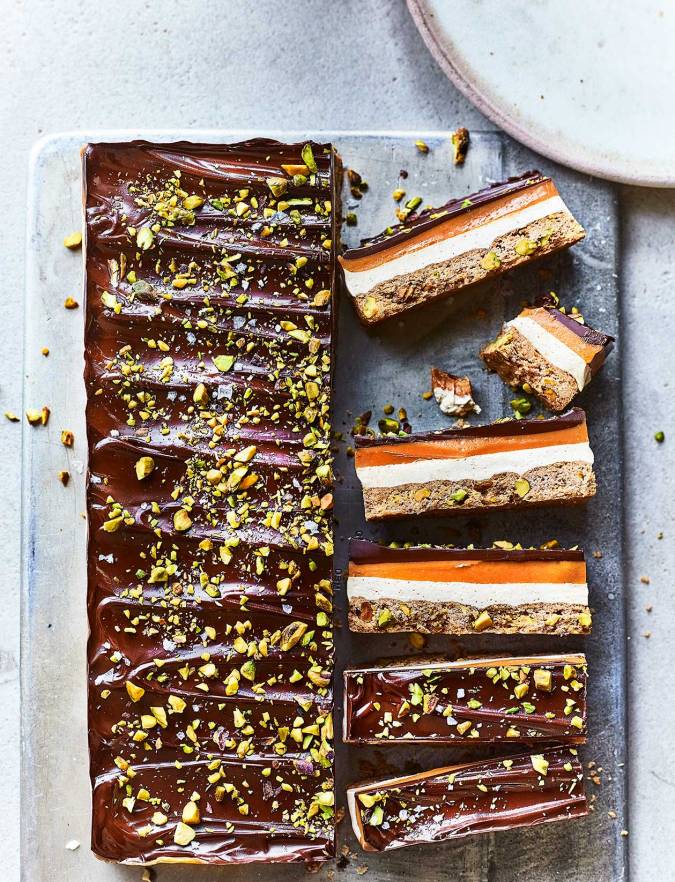 Recipe: Pistachio billionaire’s slice