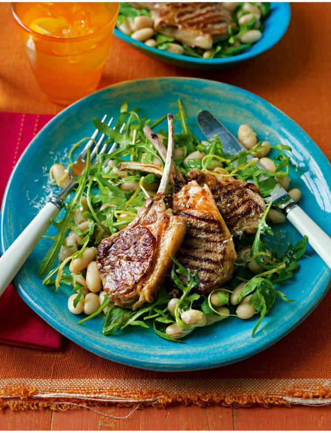 Recipe: Lamb cutlets with cannellini beans and Parmesan dressing