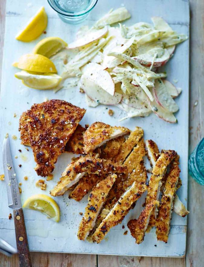 Recipe: Chicken schnitzel with fennel slaw