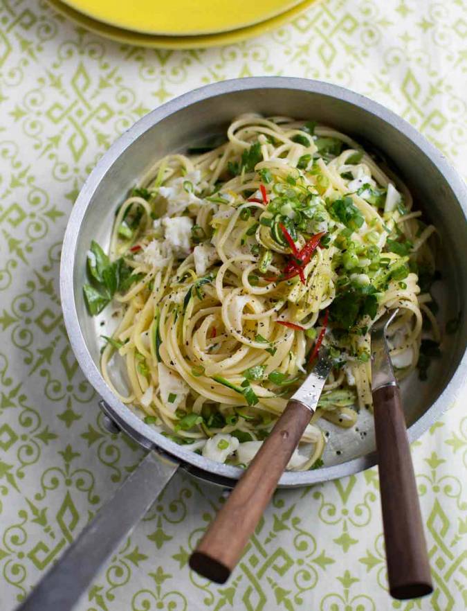 Recipe: Crab and courgette chilli pasta