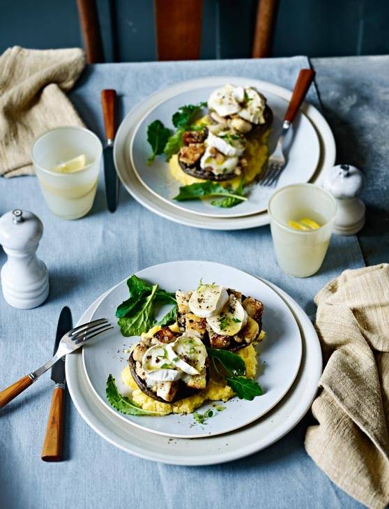 Recipe: Stuffed mushrooms with goats’ cheese and creamy polenta