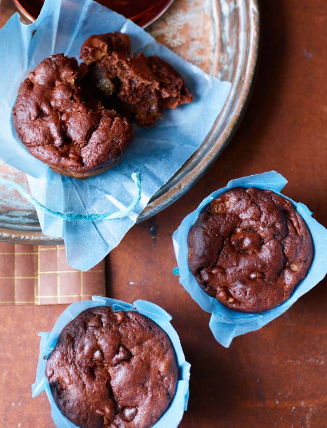 Recipe: Chocolate brownie, date and pear muffins