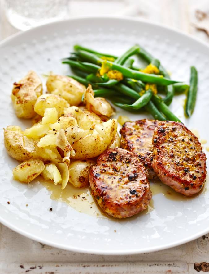Recipe: Citrus pepper pork with crushed potatoes