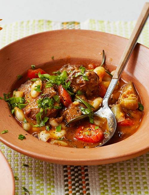 Recipe: Lamb stew with artichokes, cannellini beans and sunsoaked tomatoes