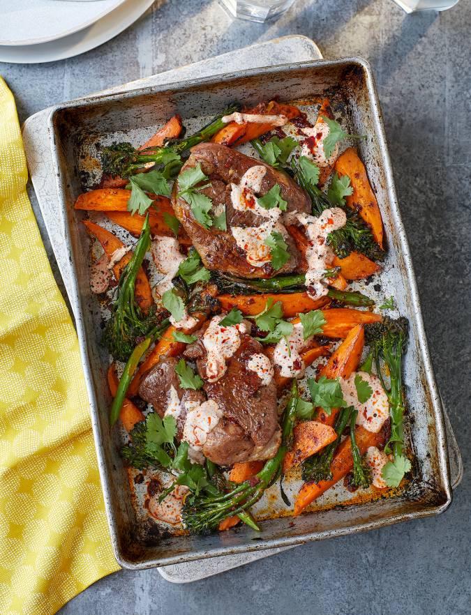 Recipe: Moroccan lamb and sweet potato traybake