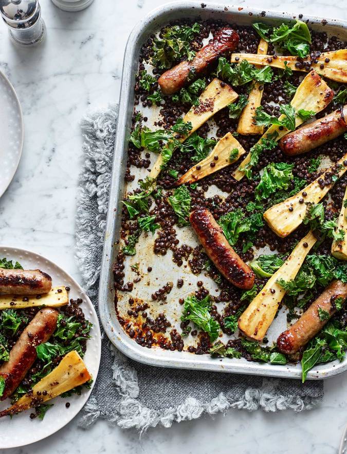 Recipe: Sticky sausage and parsnip traybake