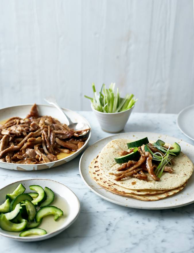 Recipe: Hoisin chicken wraps with quick pickled cucumber