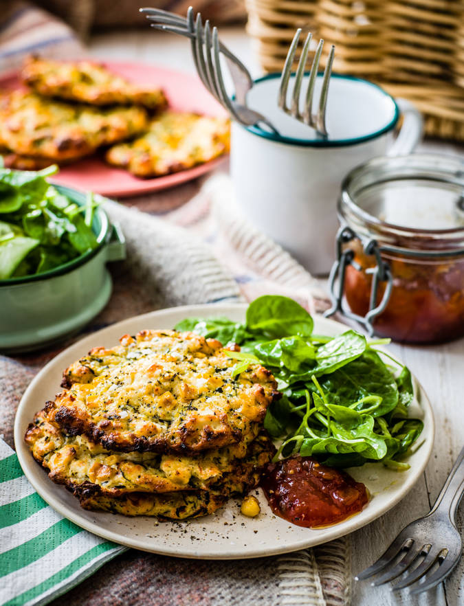 Recipe: Sweetcorn, courgette and feta oven-baked fritters