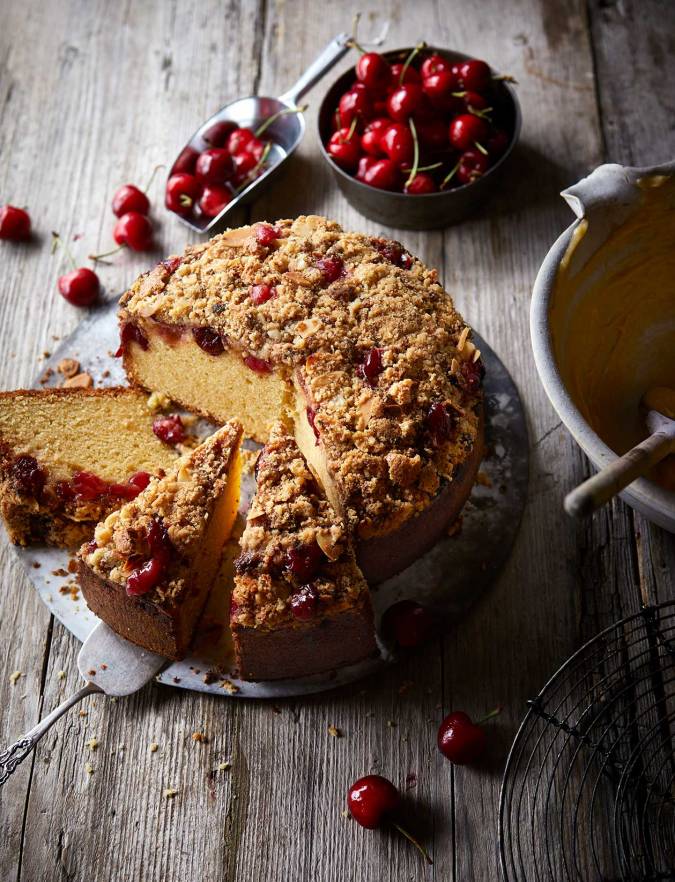 Recipe: Cherry and amaretti-topped crumble cake
