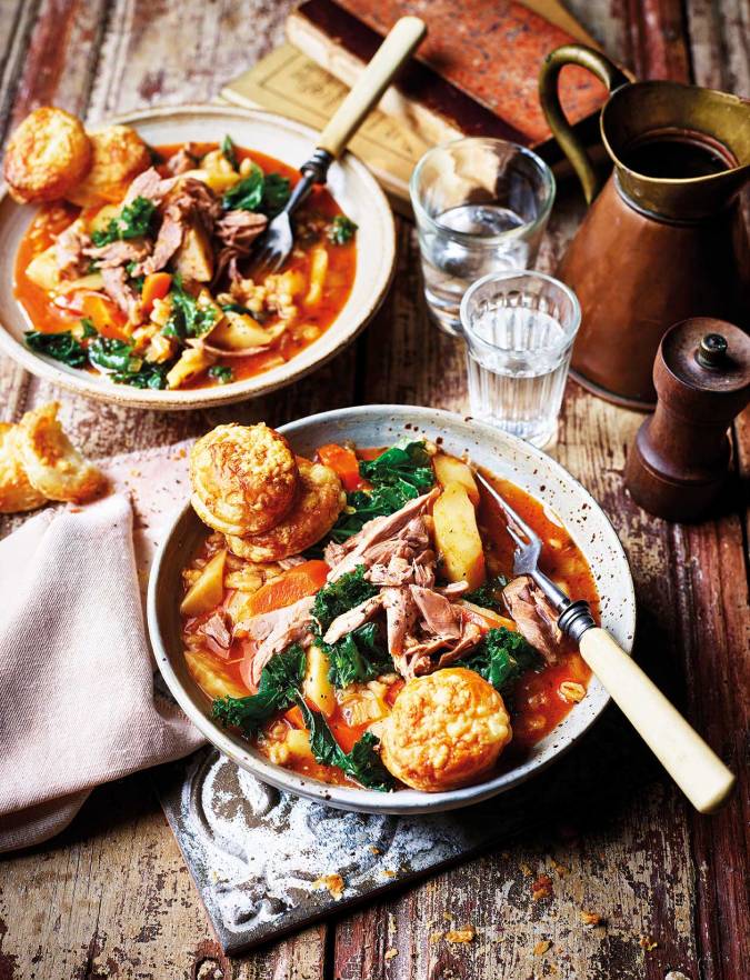 Recipe: Roots, barley and lamb cawl with cheddar puffs