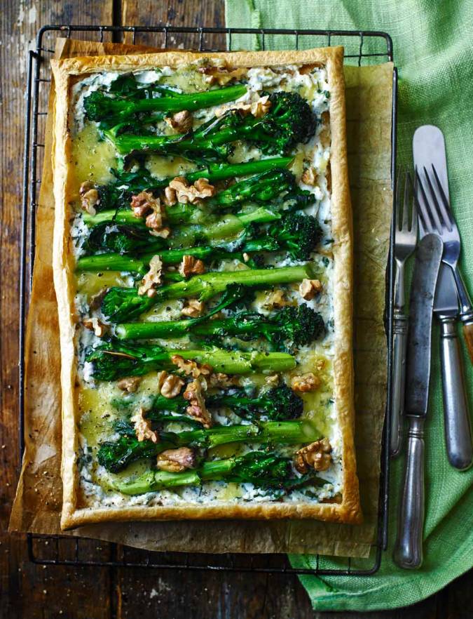 Recipe: Purple sprouting broccoli blue cheese tart