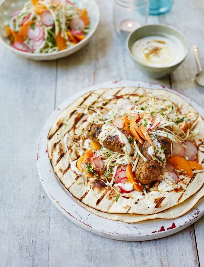 Recipe: Pork and pistachio koftas with fennel, radish and apricot slaw
