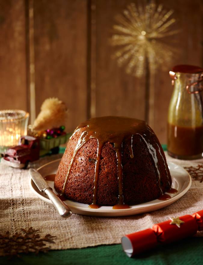 Sticky toffee apple and date Christmas pudding | Sainsbury's Magazine