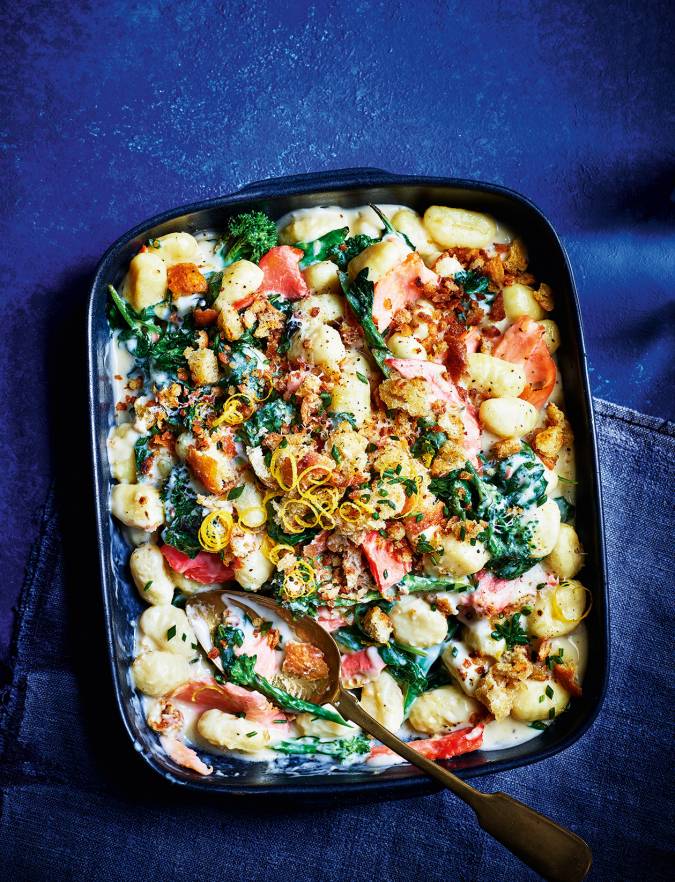 Recipe: Luxe smoked salmon gnocchi bake