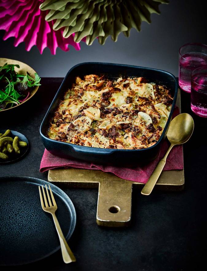 Recipe: Smoked chicken and leek sourdough ‘tartiflette’