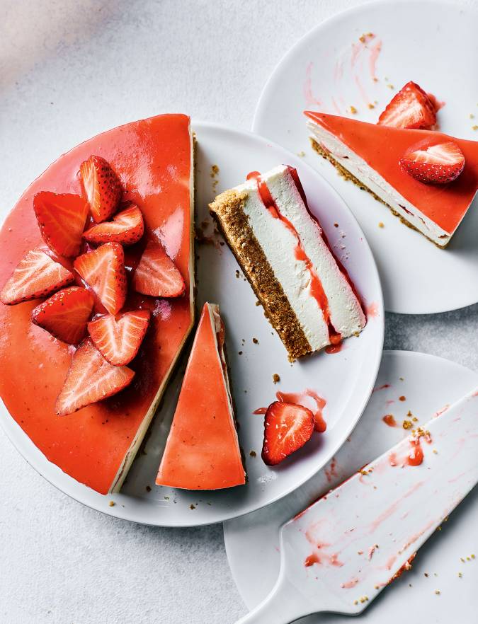 Strawberry and elderflower nobake cheesecake recipe Sainsbury's Magazine