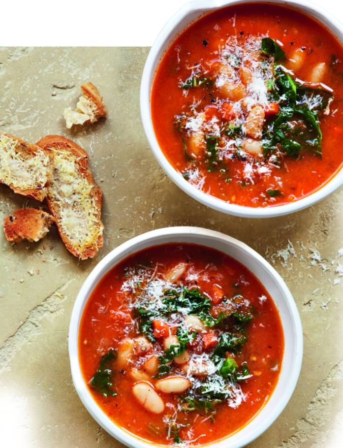 Recipe: Kale and white bean soup with Parmesan toasts