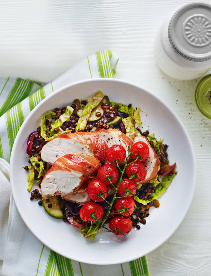 Recipe: Parma ham chicken with lentils