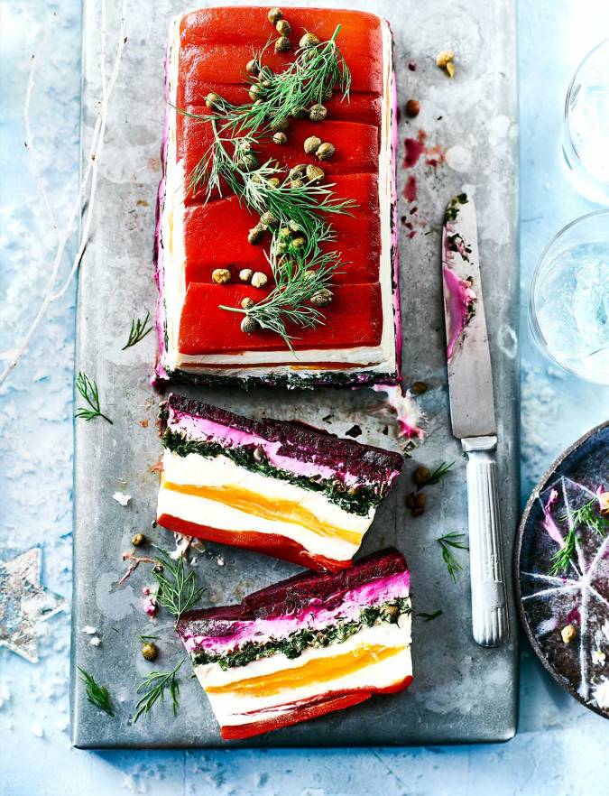 Vegetable and whipped feta terrine recipe | Sainsbury's Magazine