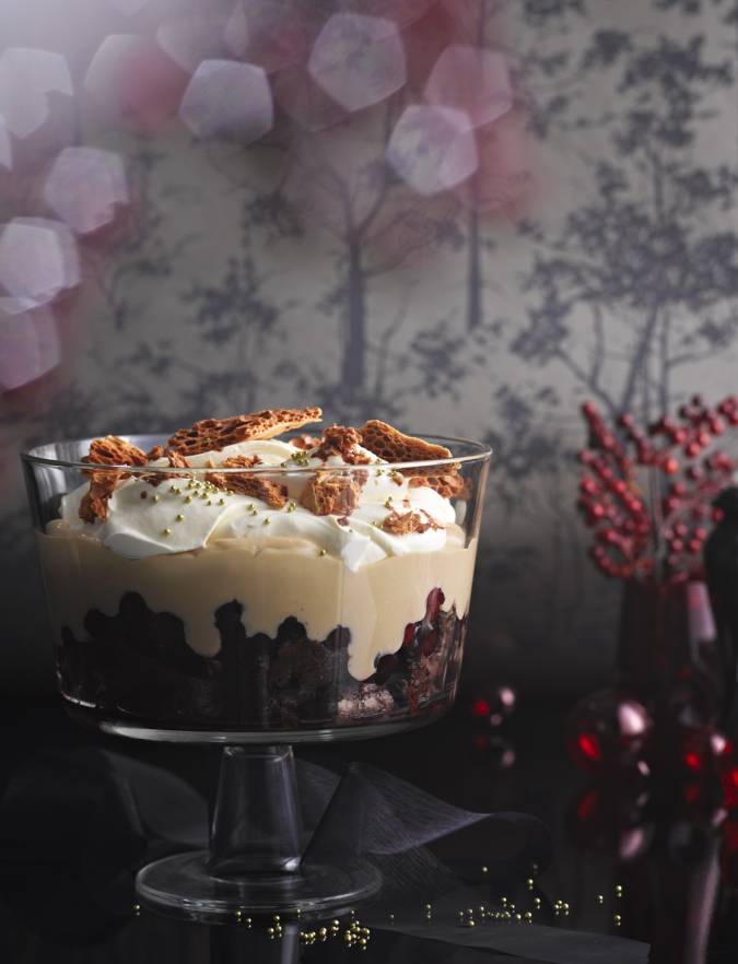 Recipe: Chocolate brownie, cherry and honeycomb trifle