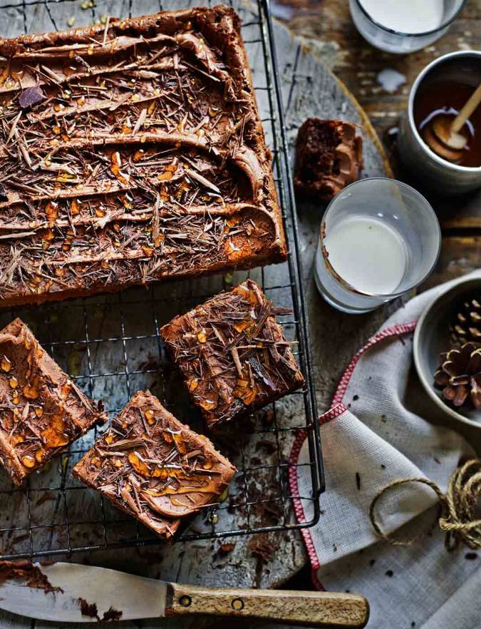 Recipe: Double chocolate fudge traybake with chocolate cinnamon frosting