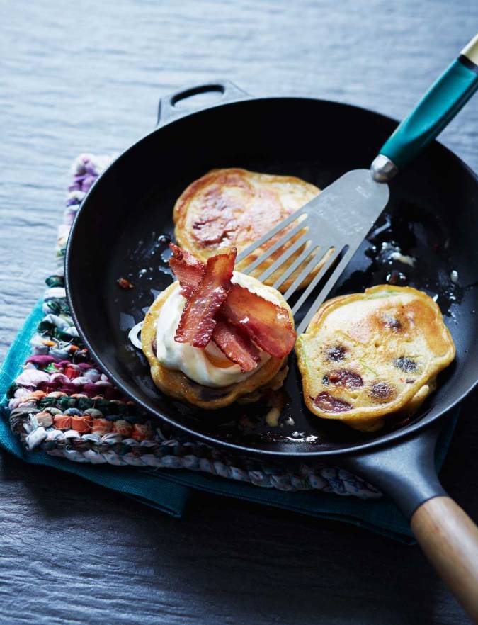 Recipe: Cherry pancakes with crispy bacon