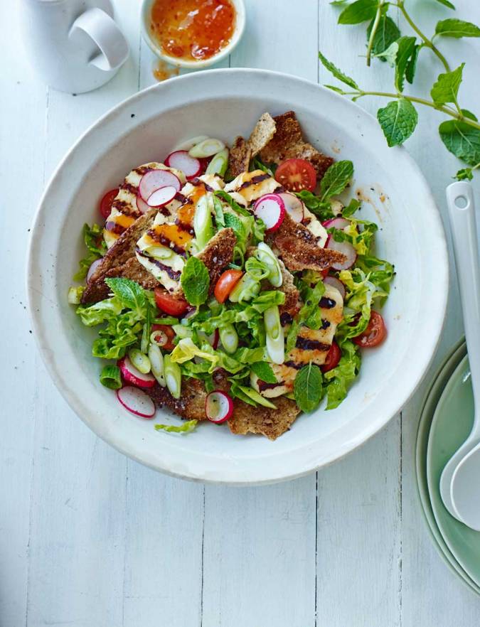 Recipe: Halloumi fattoush salad