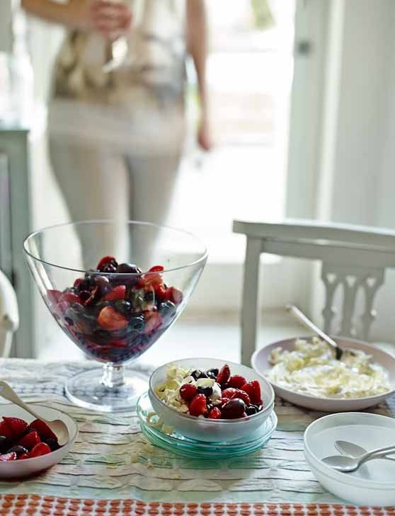 Recipe: Boozy red fruit with white chocolate and cream