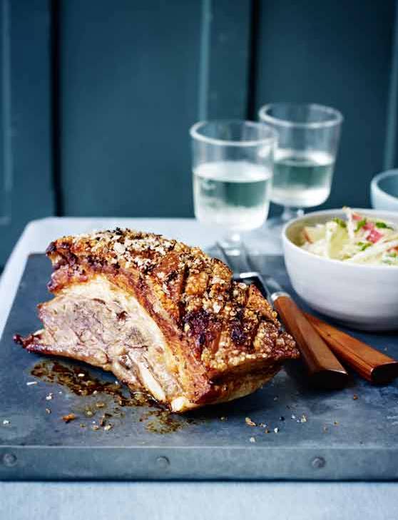 Recipe: Slow-roast pork belly with apple, celeriac and fennel slaw