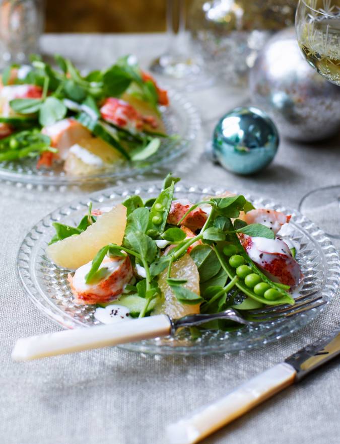 Recipe: Lobster, grapefruit and pea shoot salad