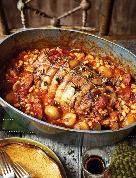 Recipe: Spanish pot-roasted lamb with chorizo and white beans