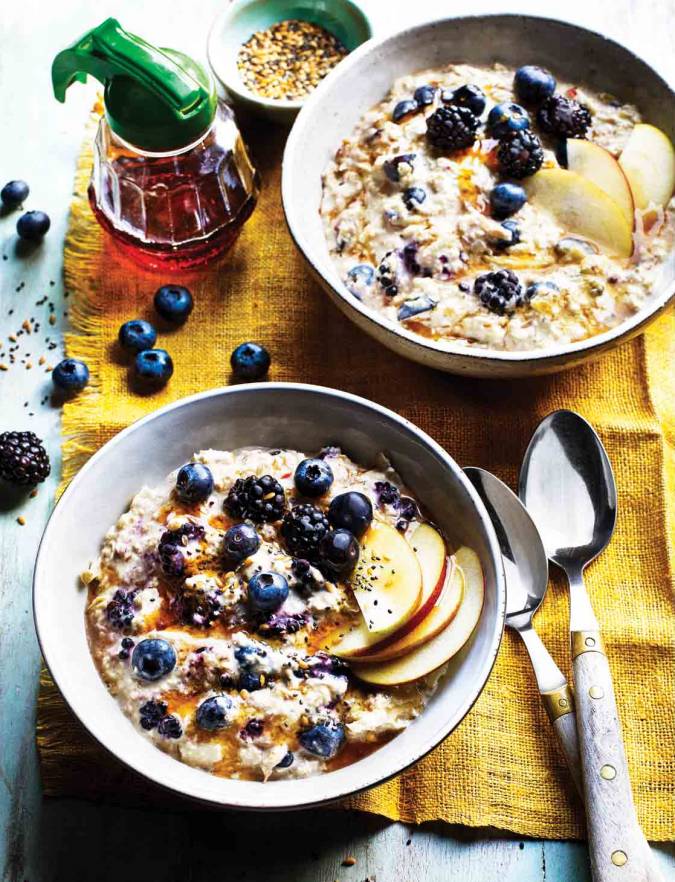 Recipe: Apple, blackberry and blueberry bircher muesli