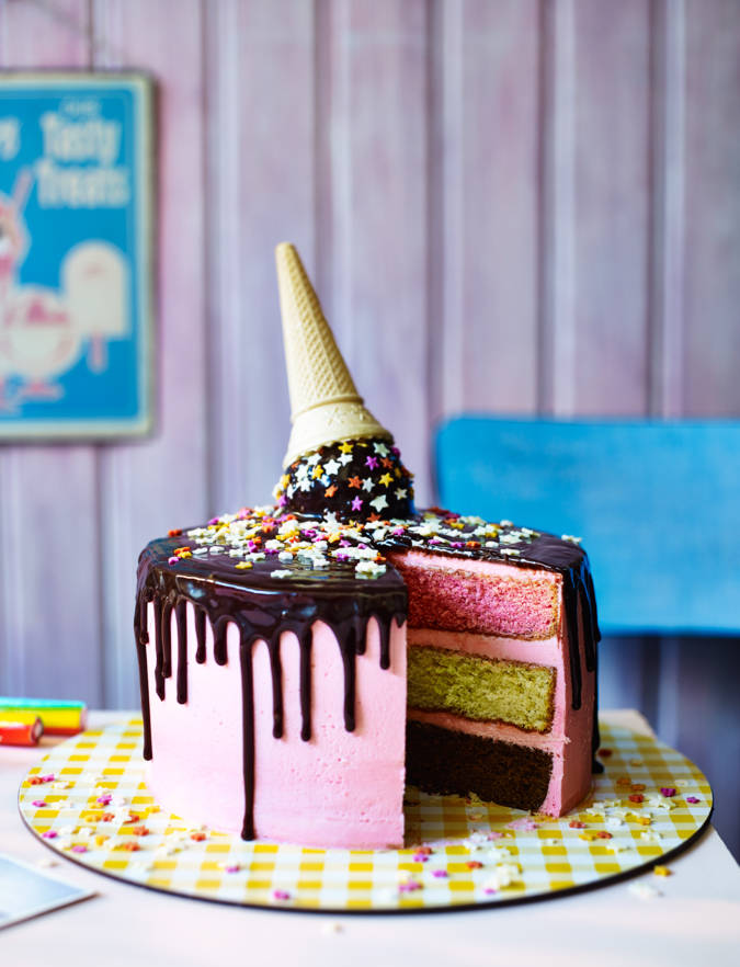 Neapolitan ice cream cake recipe Sainsbury�s Magazine Neapolitan ice cream cake recipe Sainsbury�s Magazine
